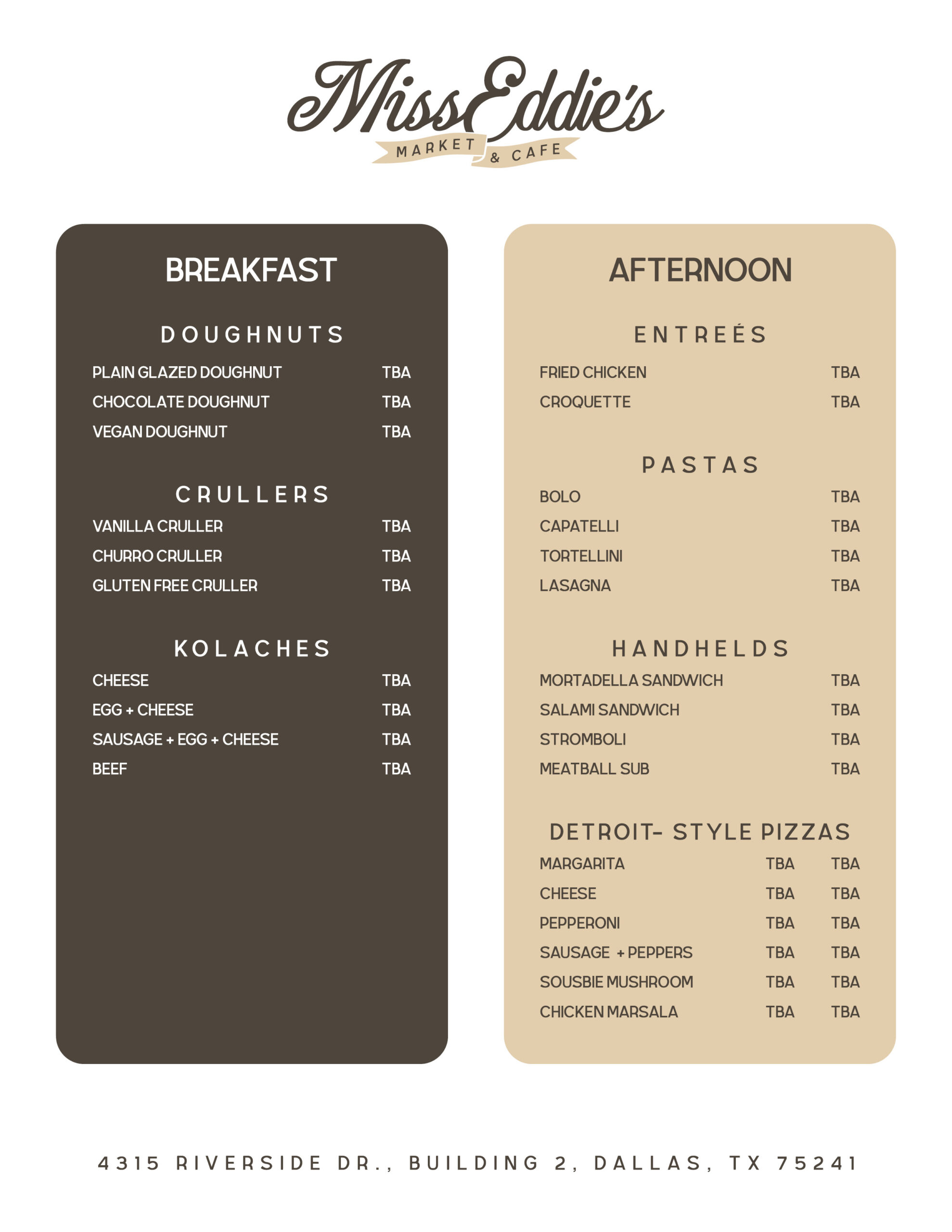 Miss Eddies Menu